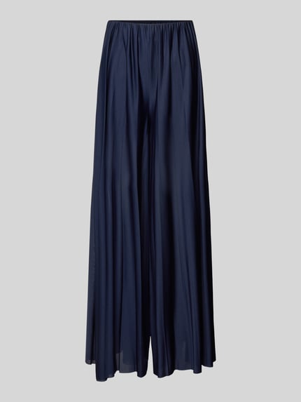 Produktfoto, dunkelblaue Stoffhose mit elastischem Bund, Loose-Fit, semitransparentes Design, Modell 'Samantha' von GUIDO MARIA KRETSCHMER WOMAN, Bundweite 40 cm, Innenbeinlänge 71 cm, Damen