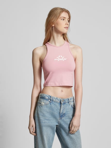 Low Lights Studios Korte top met labelprint, model 'SUPERSTAR' Roze - 4