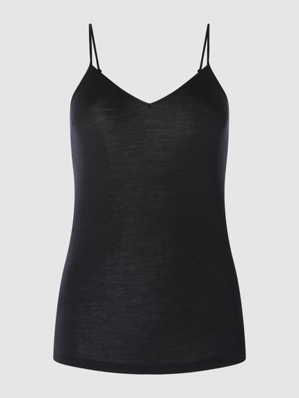 HANRO Onderhemd van merinowol en zijde, model 'Woolen Silk' Zwart - 1