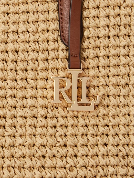 Lauren Ralph Lauren Shopper ze słomy z aplikacją z logo Beżowy 6