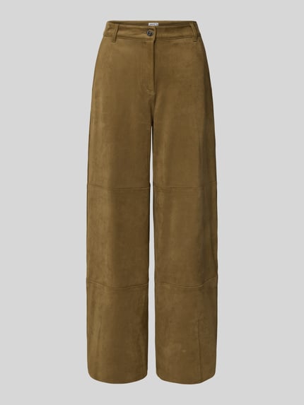 Jake*s Collection Broek in leerlook met deelnaden Donkerbruin - 2