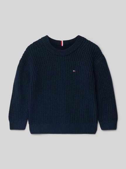 Tommy Hilfiger Kids Sweter z dzianiny kroju regular fit z mieszanki bawełny Granatowy 1