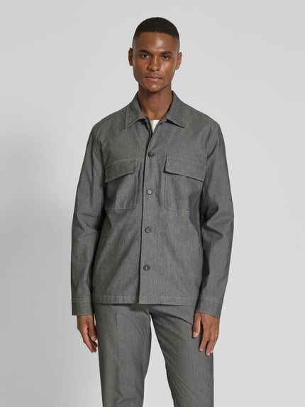 Marc O'Polo Loose Fit Hemdjacke aus Baumwoll-Chambray Mittelgrau 4