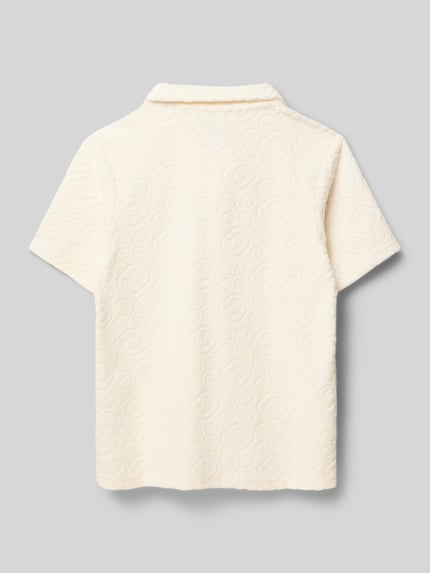 Produktfoto, Regular Fit Poloshirt mit Strukturmuster von Garcia aus Baumwoll-Mix in Creme, kurzärmelig, Polokragen, Rückenlänge 57 cm bei Größe 140.