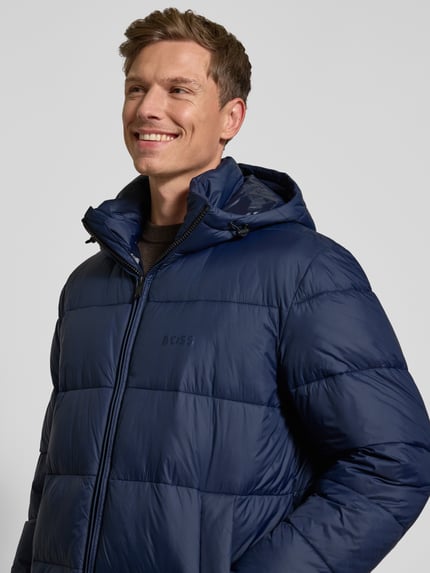 BOSS regular fit gewatteerd jack met labelprint model 'CIKER' Marineblauw - 3