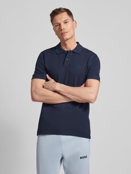 BOSS Orange Slim fit poloshirt met korte knoopsluiting, model 'Prime' Marineblauw - 4