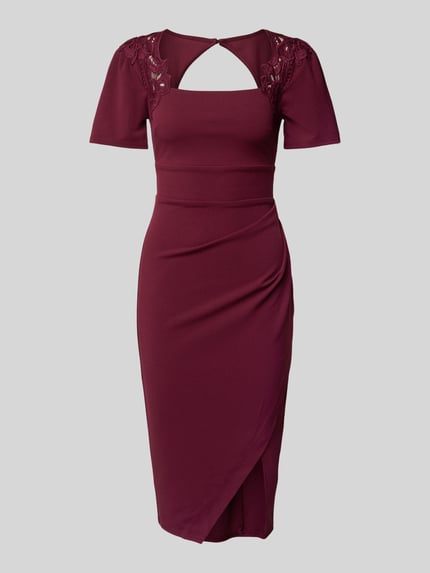 Lipsy Knielange cocktailjurk met plooien Donkerrood - 2