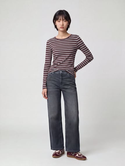s.Oliver RED LABEL Longsleeve mit abgerundetem Saum Bordeaux 1