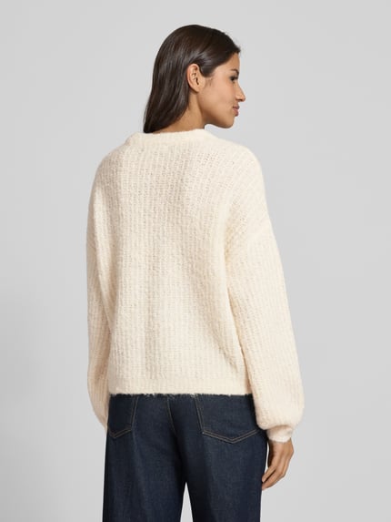 VERO MODA Relaxed Fit Strickpullover mit Woll-Anteil Modell 'CARMEN' Ecru 5