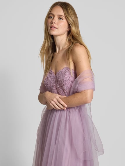 Mascara Off-Shoulder-Abendkleid mit Spitze und Ziersteinbesatz Flieder 3