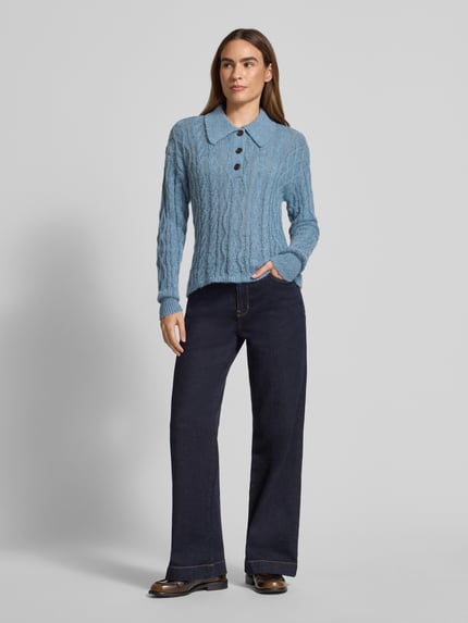 Scotch & Soda Gebreide pullover met kabelpatroon Jeansblauw - 1