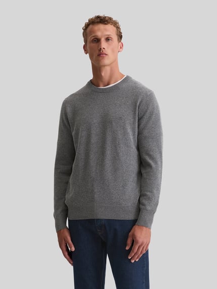 Marc O'Polo Pullover mit Logo-Stitching Crewneck Anthrazit 4