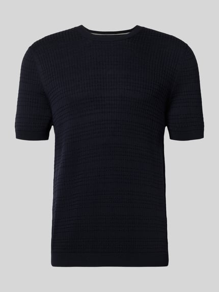 Produktfoto, Strickshirt mit Strukturmuster Modell 'Elio' von JOOP! COLLECTION aus Reine Baumwolle, Slim-Fit, Rundhalsausschnitt, dunkle Farbe