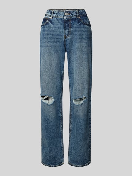 REVIEW Straight Leg Jeans im Destroyed-Look Blau 2