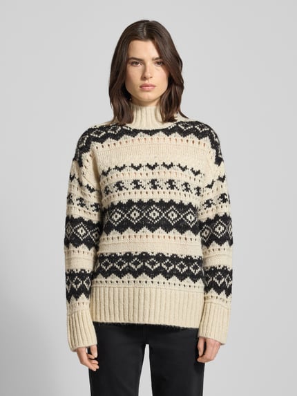VERO MODA Regular Fit Strickpullover mit Mock Neck Modell 'AMPLE' Offwhite 4