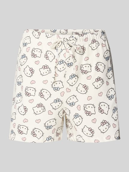 Productfoto, Regular Fit Pyjama-Shorts met allover-motiefprint van Jake*s Casual, zuiver katoen, elastische taille met trekkoord
