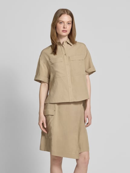 MOS MOSH Regular fit blouse met 1/2-mouwen, model 'Havannah Alexis' Lichtbruin - 4