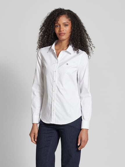 GANT Slim fit overhemdblouse met labelstitching Wit - 4
