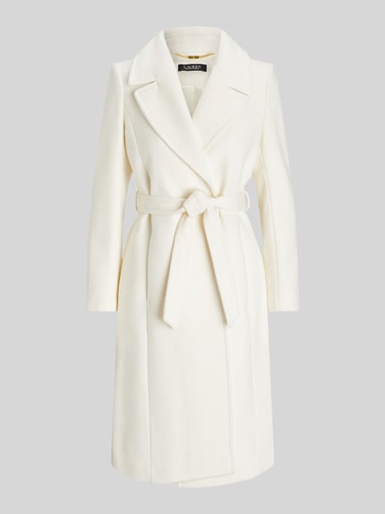 Lauren Ralph Lauren Mantel aus Wolle mit Bindegürtel Offwhite 2