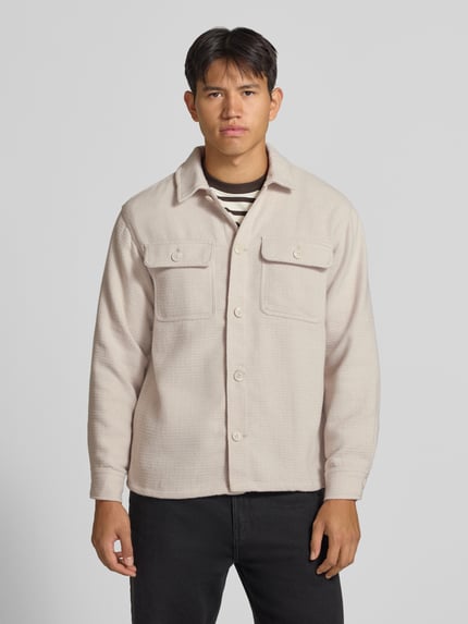 JACK & JONES Regular Fit Hemdjacke mit Brusttaschen Modell 'REGENT' Offwhite 4
