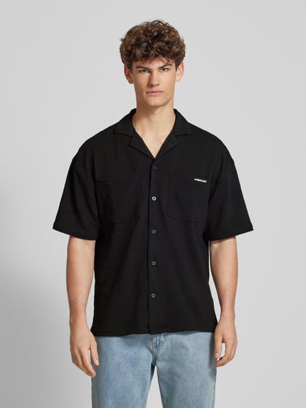 PEGADOR Oversized Fit Freizeithemd mit 1/2-Arm Modell 'ACADO' Black 4
