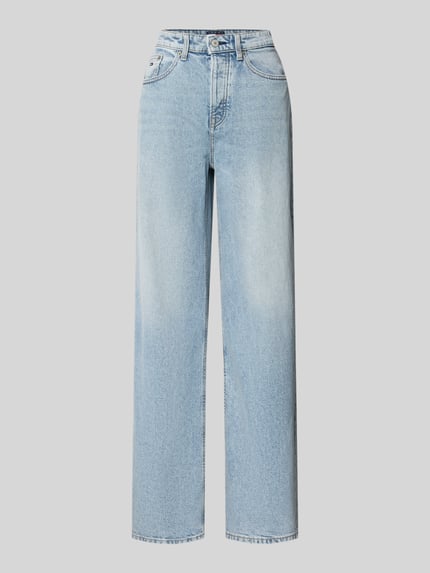 Produktfoto, Wide Leg Jeans aus Baumwoll-Mix von Tommy Jeans in hellblauer Denim-Optik, 5-Pocket-Design, sichtbare Textur