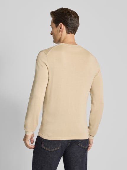 Selected Sweter z dzianiny o kroju regular fit z czystej bawełny model ‘RAVI’ Złamany biały 5