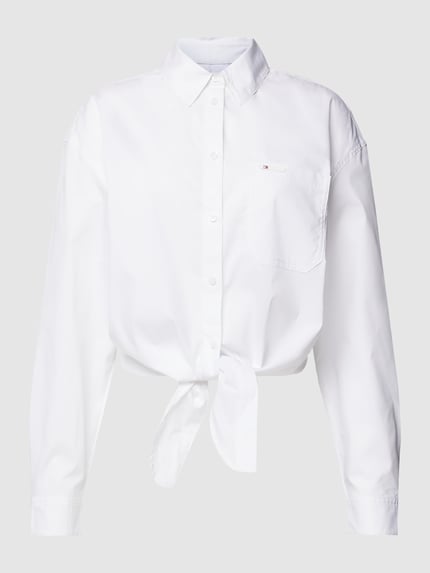 Tommy Jeans Bluse mit Saum zum Binden Weiss 2