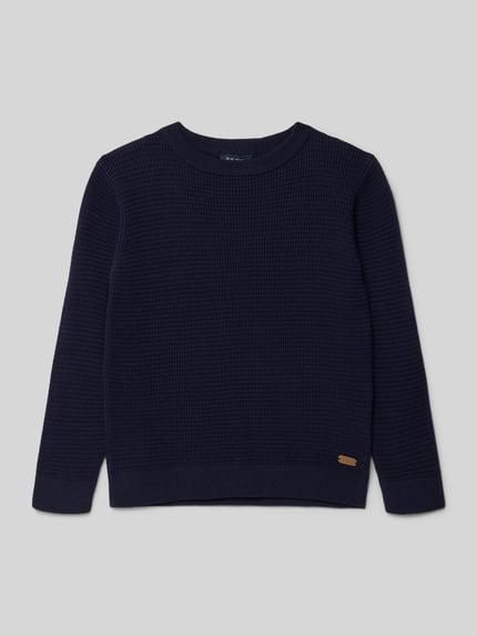 Blue Seven Sweter o kroju regular fit z imitacji dzianiny Granatowy 1