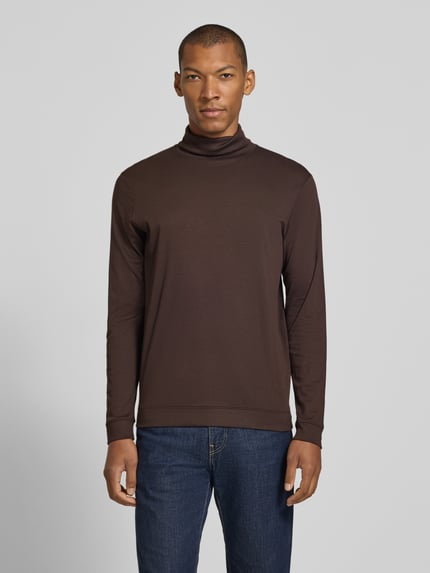 RAGMAN Regular Fit Langarmshirt mit Rollkragen Modell 'Pima' Dunkelbraun 4