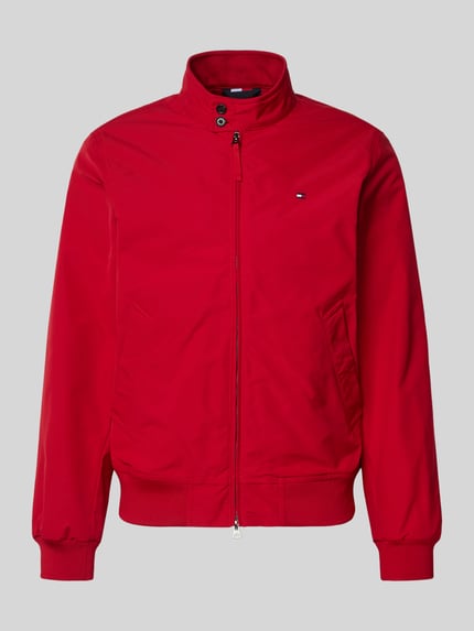 Produktfoto, Relaxed Fit Blouson met logo-stitching van Tommy Hilfiger, effen rood, steekzakken, ribboord, opstaande kraag, lange mouw