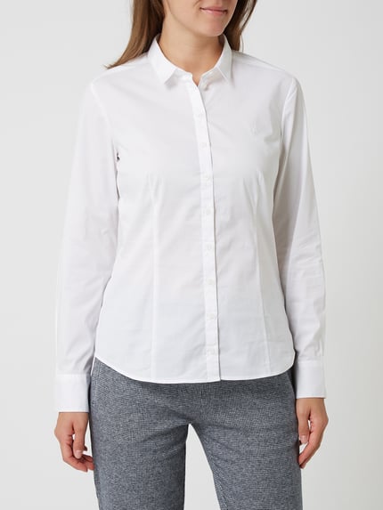Marc O'Polo Hemdbluse aus Baumwoll-Mix Weiss 4