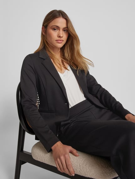 ICHI Slim fit blazer met paspelzakken, model 'KATE' Zwart - 3