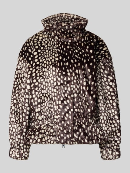 Produktfoto, Jacke aus Kunstfell mit Stehkragen Modell 'GAIL' von Topshop, Regular Fit, Allover-Look in Schwarz und Creme, weiche Textur
