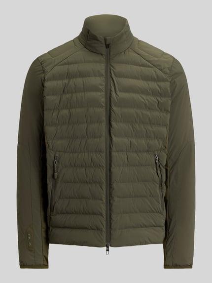 Produktfoto, oliwkowozielona bluza rozpinana Regular Fit Sweatjacke mit Steppdetails von Polo Ralph Lauren, jednolity kolor, pikowane przeszycia, gładka tekstura