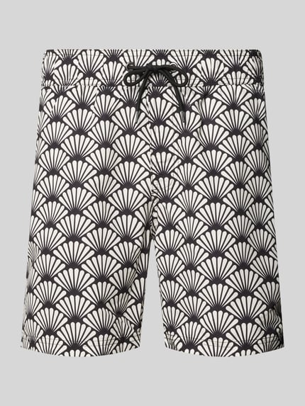 Produktfoto, zwarte en witte heren Badehose met elastische tailleband, Regular fit, achterzak en label-patch, Modell 'BHRADCLIFF' van Blend