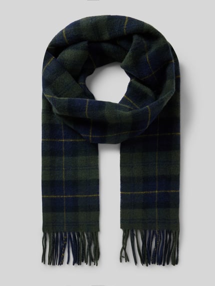 Barbour Schal aus Lammwolle mit Fransen Oliv 1