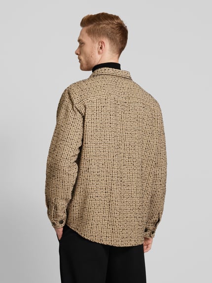 Selected Koszula wierzchnia z fakturowanym wzorem model ‘BOXY-MASONBOUCLE’ Piaskowy 5