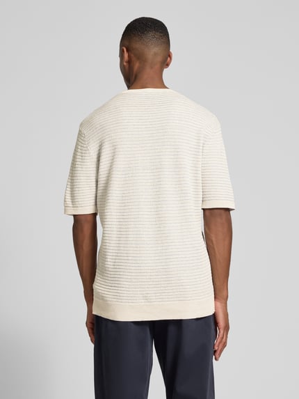 Manuel Ritz Regular Fit Strickshirt aus Leinen-Mix mit Baumwoll-Anteil Offwhite 5