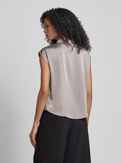 Neo Noir Regular fit blousetop met satijnlook model 'FLEUR' Middengrijs - 5