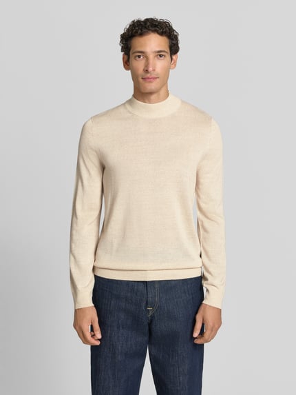 Christian Berg Men Regular Fit Turtleneck aus Woll-Mix Ecru Melange 4