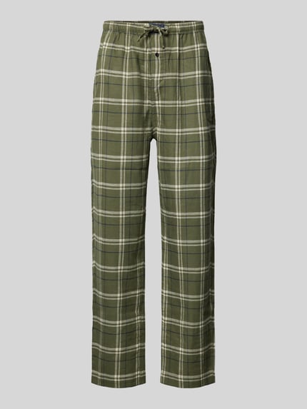 Produktfoto, Comfort Fit Pyjama-Hose aus reiner Baumwolle von Polo Ralph Lauren Underwear in grünem Tartan-Muster, Twill-Textur