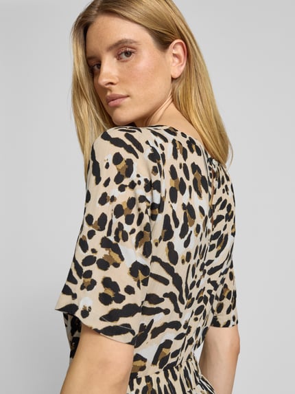 ICHI Regular fit blouse met ronde hals, model 'MARRAKECH' Beige - 3