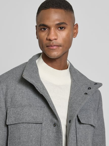 Tom Tailor Regular Fit Wollmantel mit abnehmbarem Innenkragen Hellgrau 3