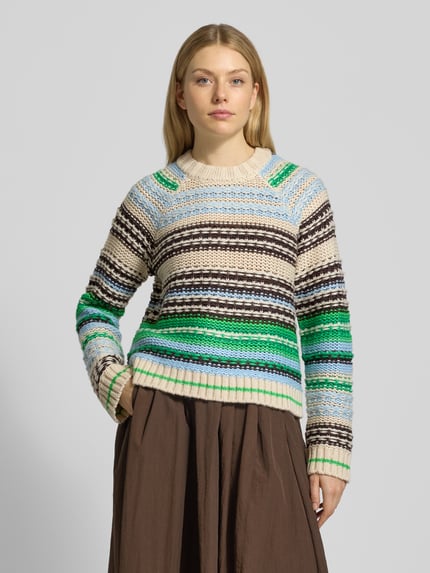YAS Relaxed Fit Strickpullover mit Woll-Anteil Modell 'BIBI' Gruen 4