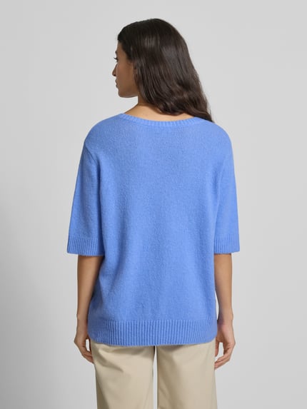 Milano Italy Sweter z dzianiny o kroju oversized z okrągłym dekoltem Błękitny 5