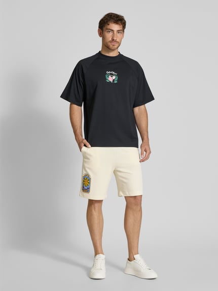 Carlo Colucci Sweatshorts mit Label-Print Offwhite 1