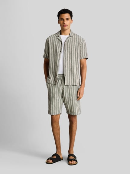 Tom Tailor Denim Regular Fit Shorts aus Baumwoll-Leinen-Mix Oliv 1