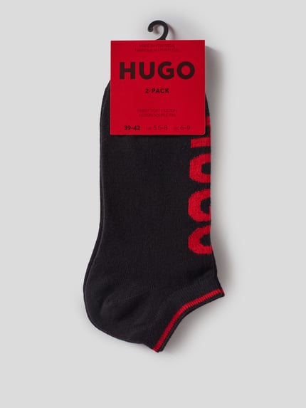 HUGO Sneakersokken met logoprint in een set van 2 paar Zwart - 3