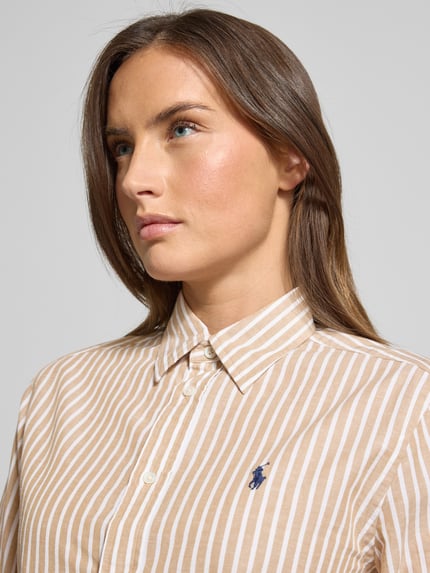 Polo Ralph Lauren Regular fit overhemdblouse van mix van katoen en linnen Beige - 3